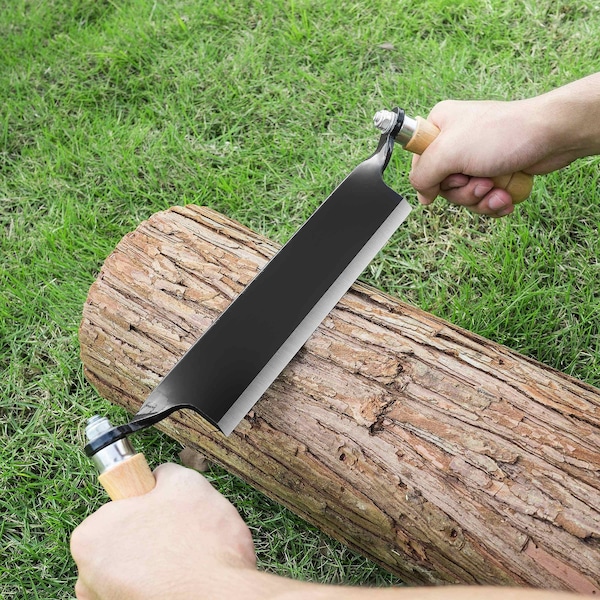 Earth Worth 8-inch Draw Knife, Straight Draw Shaver, wood Grip Handles, Blade Cover Debarking Tool 83-DT5223 - main